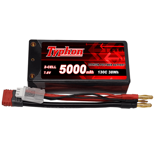 Typhon 5000mAh 2S 130C 7.6V HV Shorty Hardcase LiPo Battery with Deans Bullet Plug
