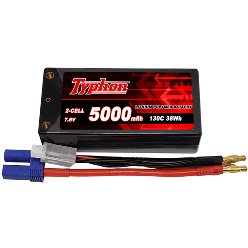 Typhon 5000mAh 2S1P 130C 7.6V Shorty Hardcase LiPo Battery with EC3 Bullet Plug