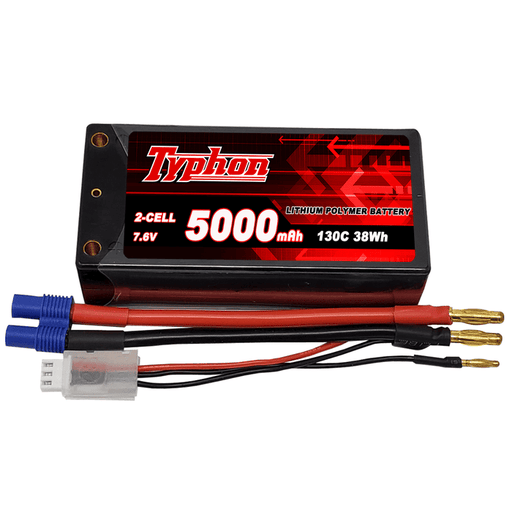 Typhon 5000mAh 130C 2S1P 7.6V Shorty Hardcase LiPo Battery with EC5 Bullet Plug