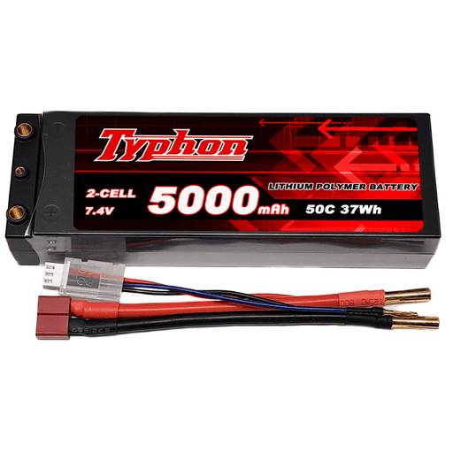 Typhon 5000mAh 2S 50C 7.4V Hardcase LiPo Battery with 5.0mm Bullet Plug for RC Cars and Trucks