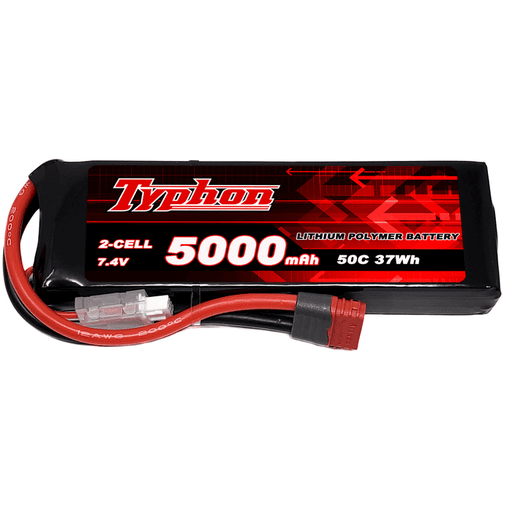 Typhon 5000mAh 2S 50C 7.4V Soft Pack LiPo Battery with T-Connector for RC Vehicles