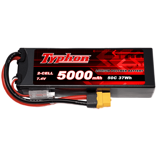 Typhon 5000mAh 2S 50C 7.4V Hardcase LiPo Battery with XT60 Connector for RC Cars