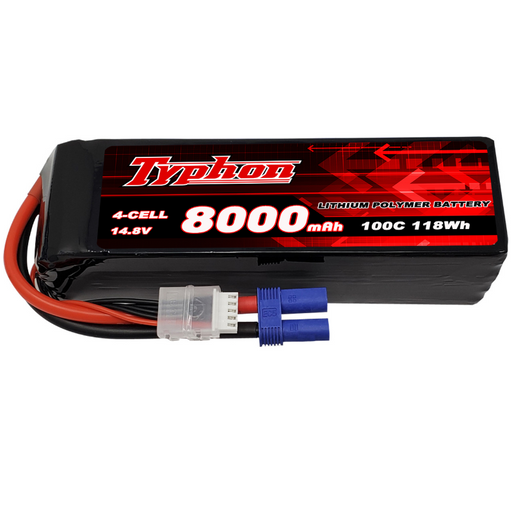 Typhon 4S 14.8V 8000mAh 100C Lipo Battery w EC5 Connector