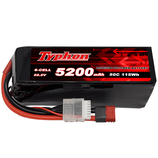 Typhon 5200mAh 6S 50C 22.2V LiPo Battery with T Plug for RC models
