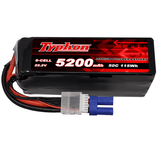 Typhon 5200mAh 6S 50C 22.2V LiPo Battery with EC5 Plug for high-power RC use

